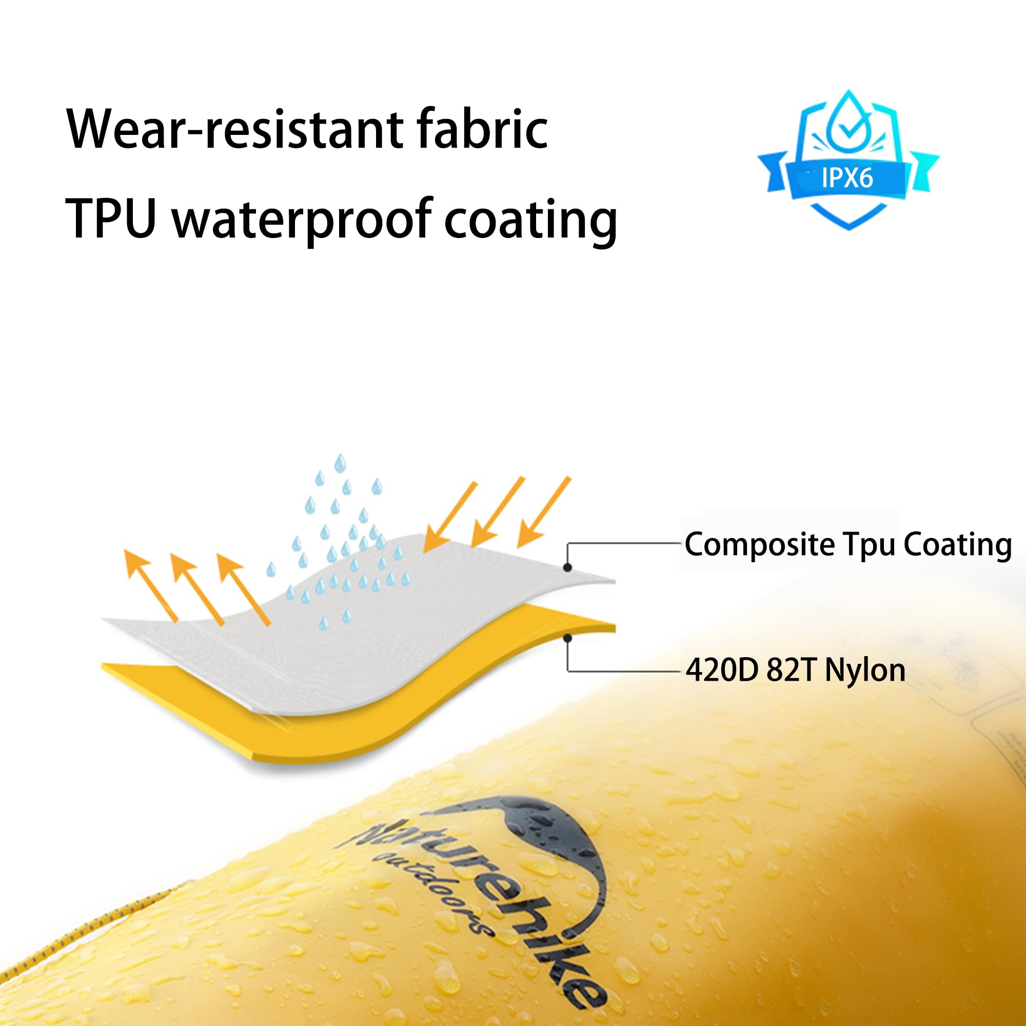 Naturehike Waterproof Backpack For Men, Hiking Backpack Waterproof Outdoor Day Pack, Lightweight Camping Travel 20L/30L/40L (Yellow, 40)