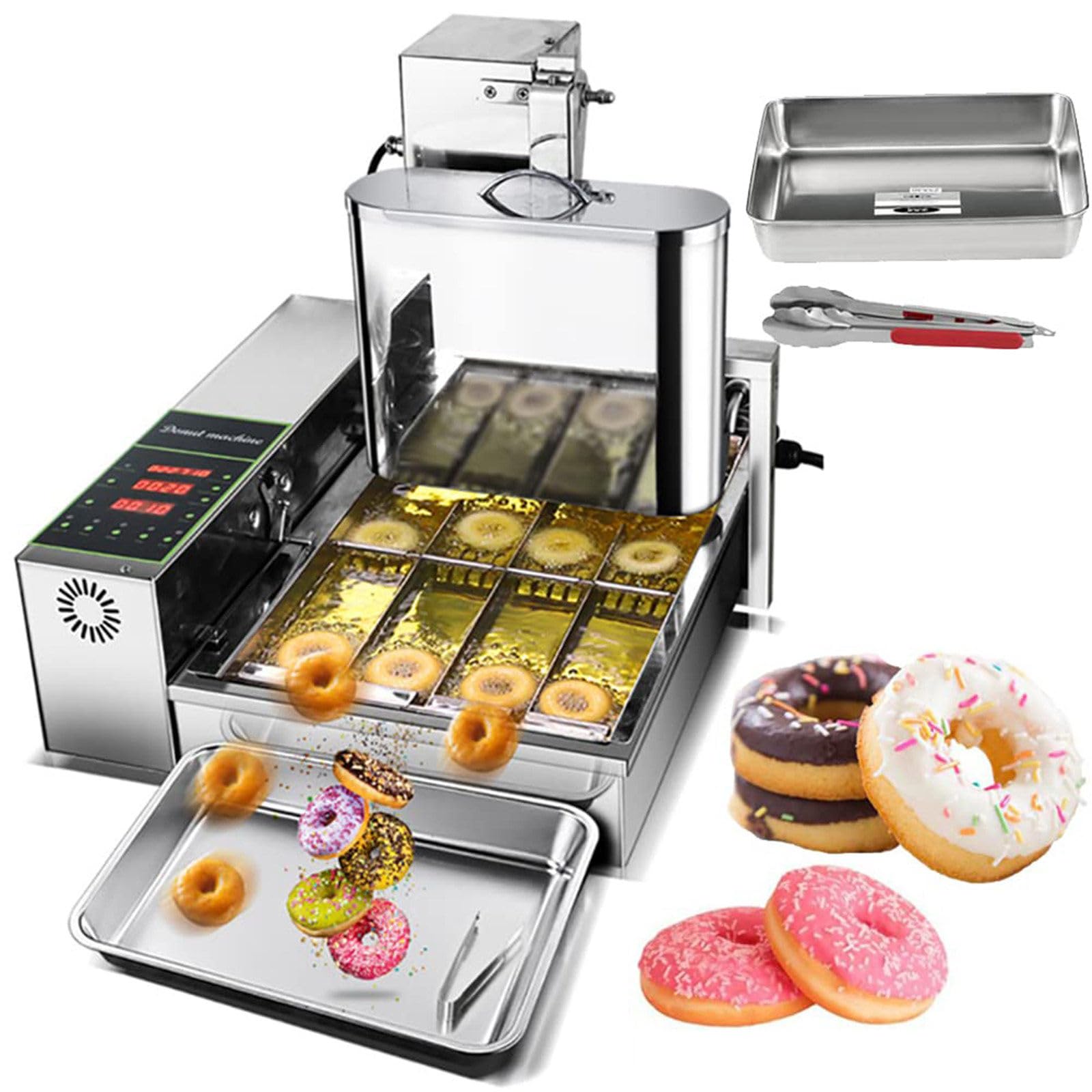 Máquina automática para hacer donas de 4 filas (4-6 cm), grosor ajustable (3-5 cm)/temperatura (50-220 ℃), para panadería, tienda de postres, centro comercial, restaurante