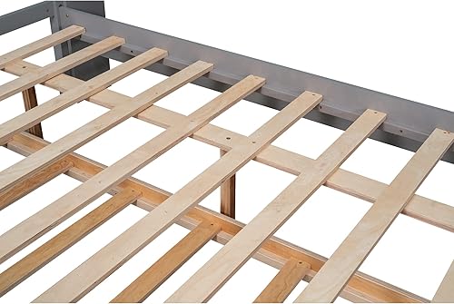 Miniatura 7 de Anwickmak Cama de plataforma de tamaño matrimonial con cabecera de estantería marco de cama matrimonial con nido y estantes de almacenamiento cama