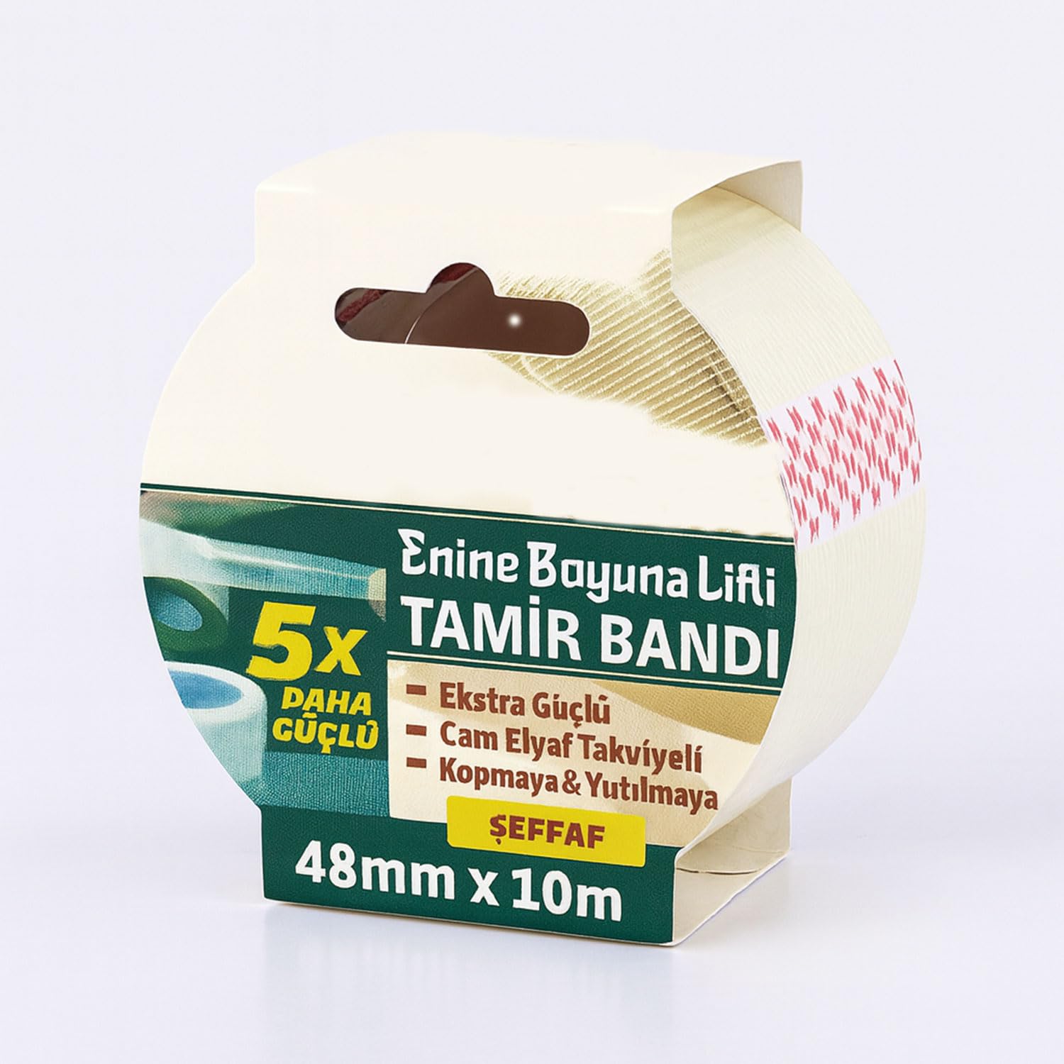 Enine Boyuna Lifli Tamir Bandı 48mm x 10mt Şeffaf Ultra Güçlü Yapışkan Onarım ve İzolasyon Bandı