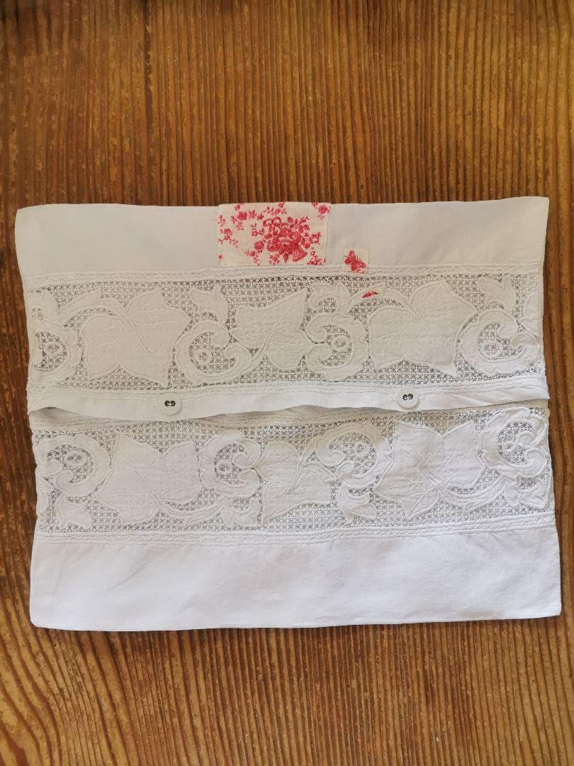 最新 アンティーク リネン イニシャルカバー アンティーク リネン