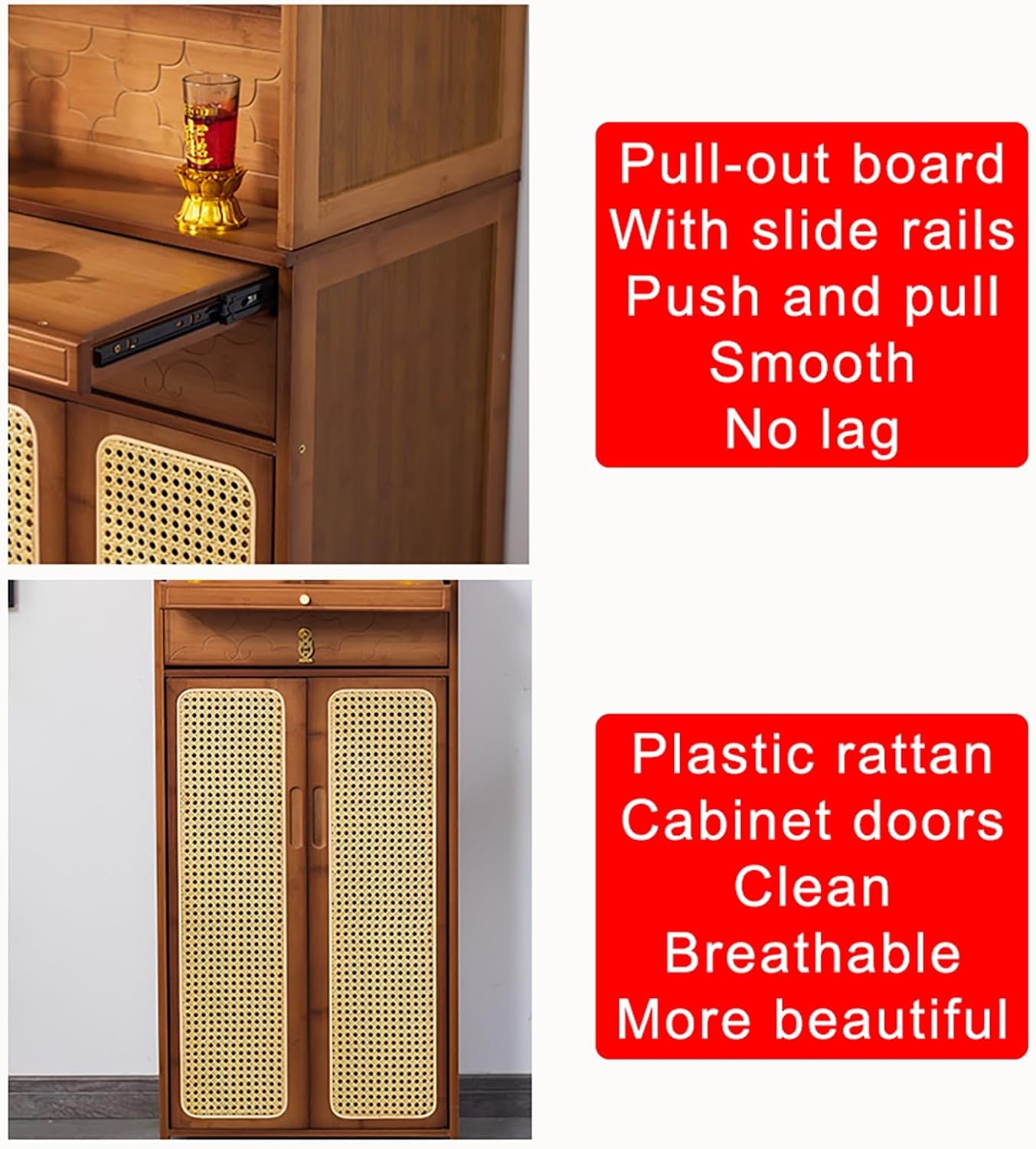 Altar Tribute Tables,Prayer Meditation Table,Chinese Buddha Niche Cabinet,with Drawers and Storage,for Living Room Bedroom.(Brown,16.54x14.96x39.76in)