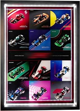 Display Wallboard for Lego 71049 F1 Racing Mini Building Sets, Compatible with 71049 Display Frame, Ideas for Lego Car Wall Mount Display Lovers, Only Frame Lighting Style