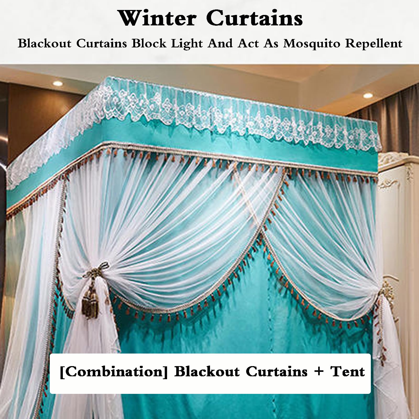 Moustiquaire double couche confortable pour lit de princesse, rideaux occultants pour lits à baldaquin, ciel de lit élégant pour lit king size, rideaux de lit de rêve