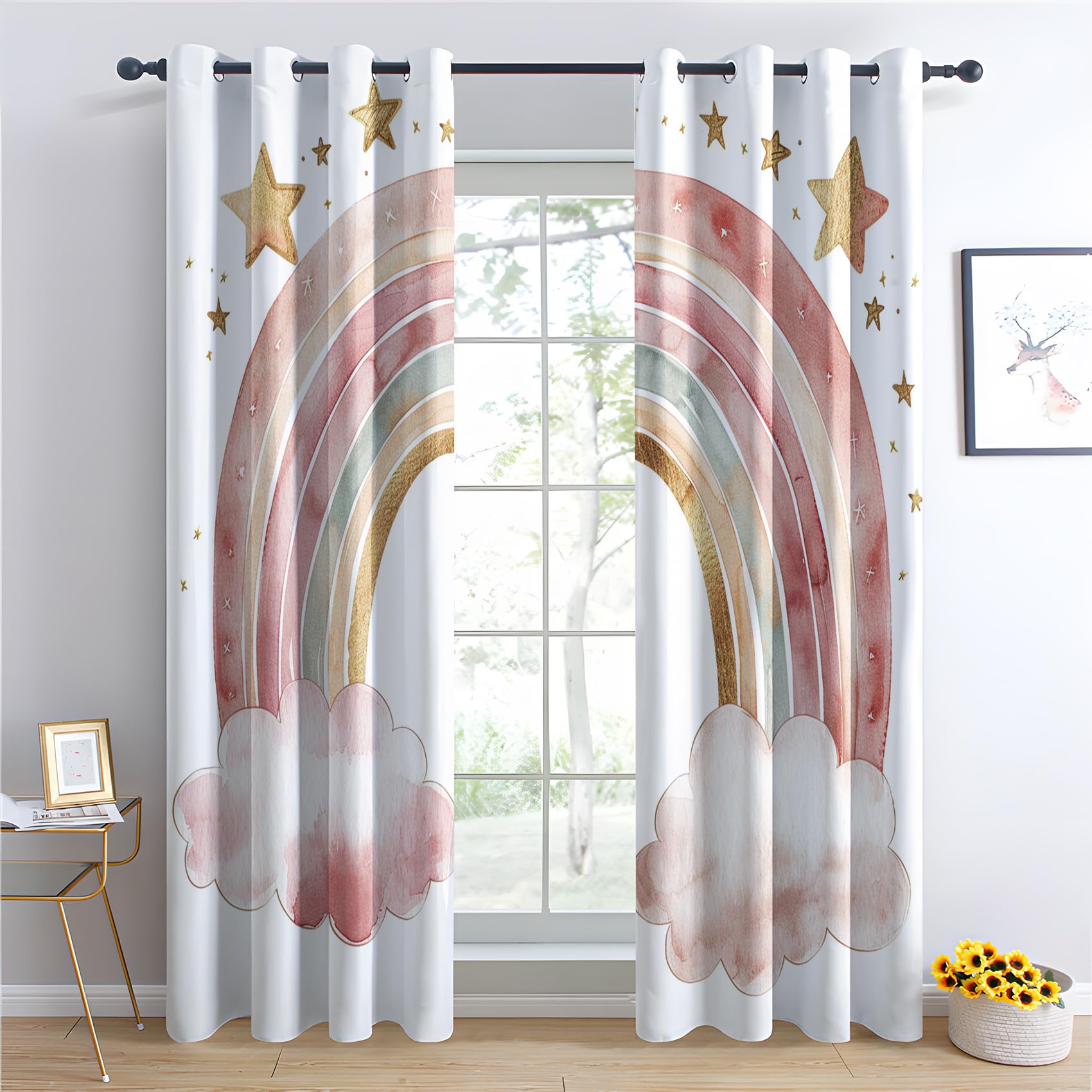 Elefanten Vorhänge 2er Set - Blickdicht Verdunklungsvorhänge 166x75cm