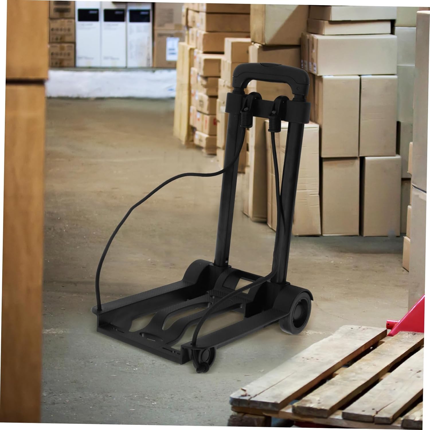 OUNONA Lightweight Foldable Utility Cart Compact Hand Truck for Shopping Travel Moving Dual-Wheel Design for Safe Transportation Portable Luggage Dolly Black