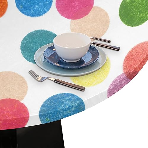 Vista 405 de cfpolar Mantel redondo ajustable de verano, hojas de palma tropical, borde elástico, mantel redondo lavable para uso en interiores y exteriores, se