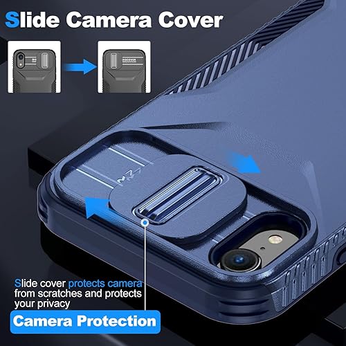 Miniatura 2 de Funda para iPhone XR con funda deslizante para cámara, de grado militar, antideslizante, resistente, a prueba de golpes, funda protectora para Apple