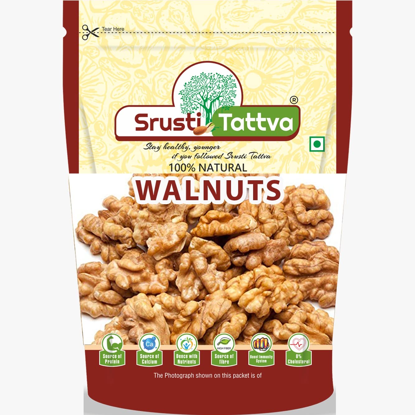 Srusti Tattva 100 Natural Dried Walnut Kernels 250g / Premium Akrot