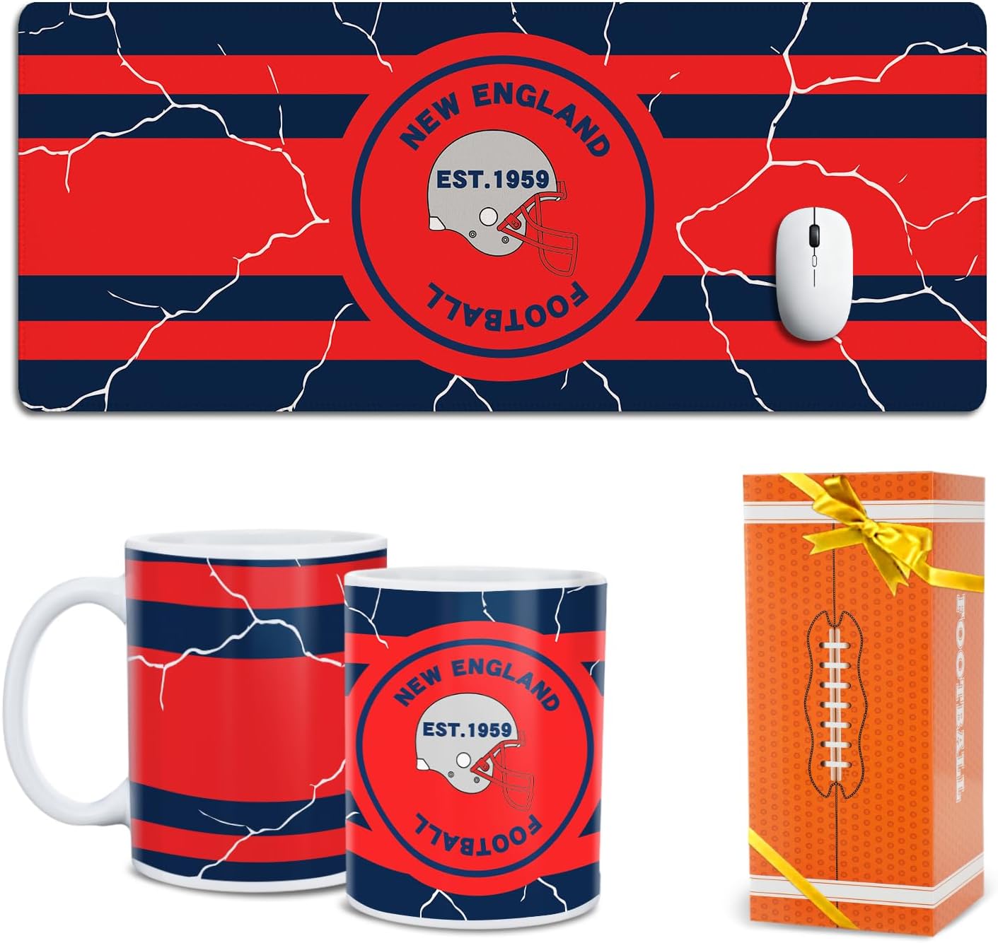 Football Fan Coffee Mug Cup and Large Desk Matt for Desktop Buffalo Themed Merch Fan Shop Men Women Sport Stuff Apparel Memorabilia Decor Bill Team Bf Boyfriend Novelty Cool Special Present Funny Gift