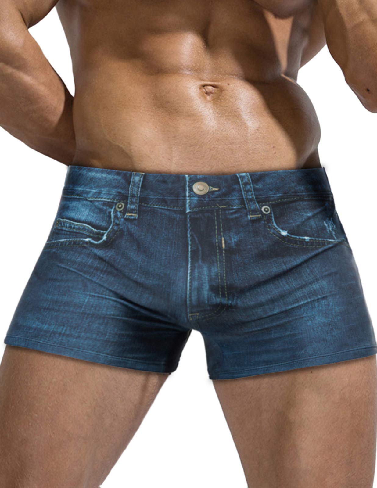 Men's Denim Looking Athletic Swimwear Briefs-image-41
