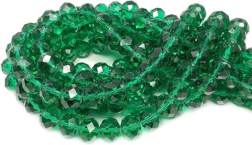 Chengmu Cuentas de vidrio Rondelle verde de 0.394 in para la fabricación de joyas, 200 unids forma de Briolette facetada Crytal Spacer Beads