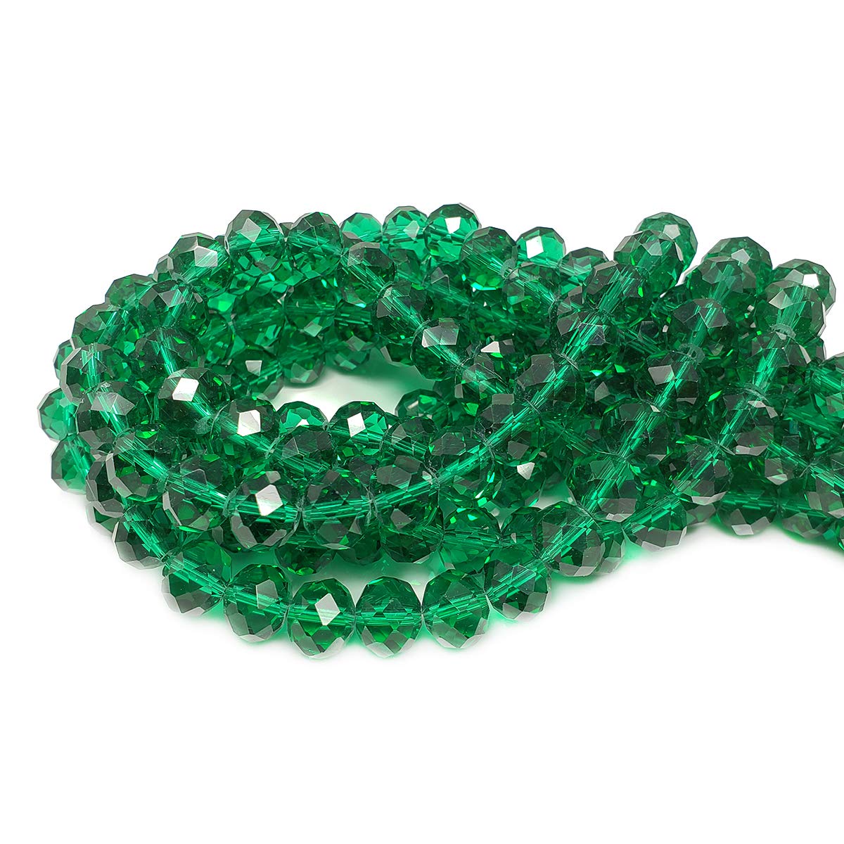 10mm Emerald Green Rondelle Glass Beads for Jewelry Making 200pcs Faceted Briolette Shape Crytal Spacer Beads Assortments Supplies Accessories for Bracelet Necklace