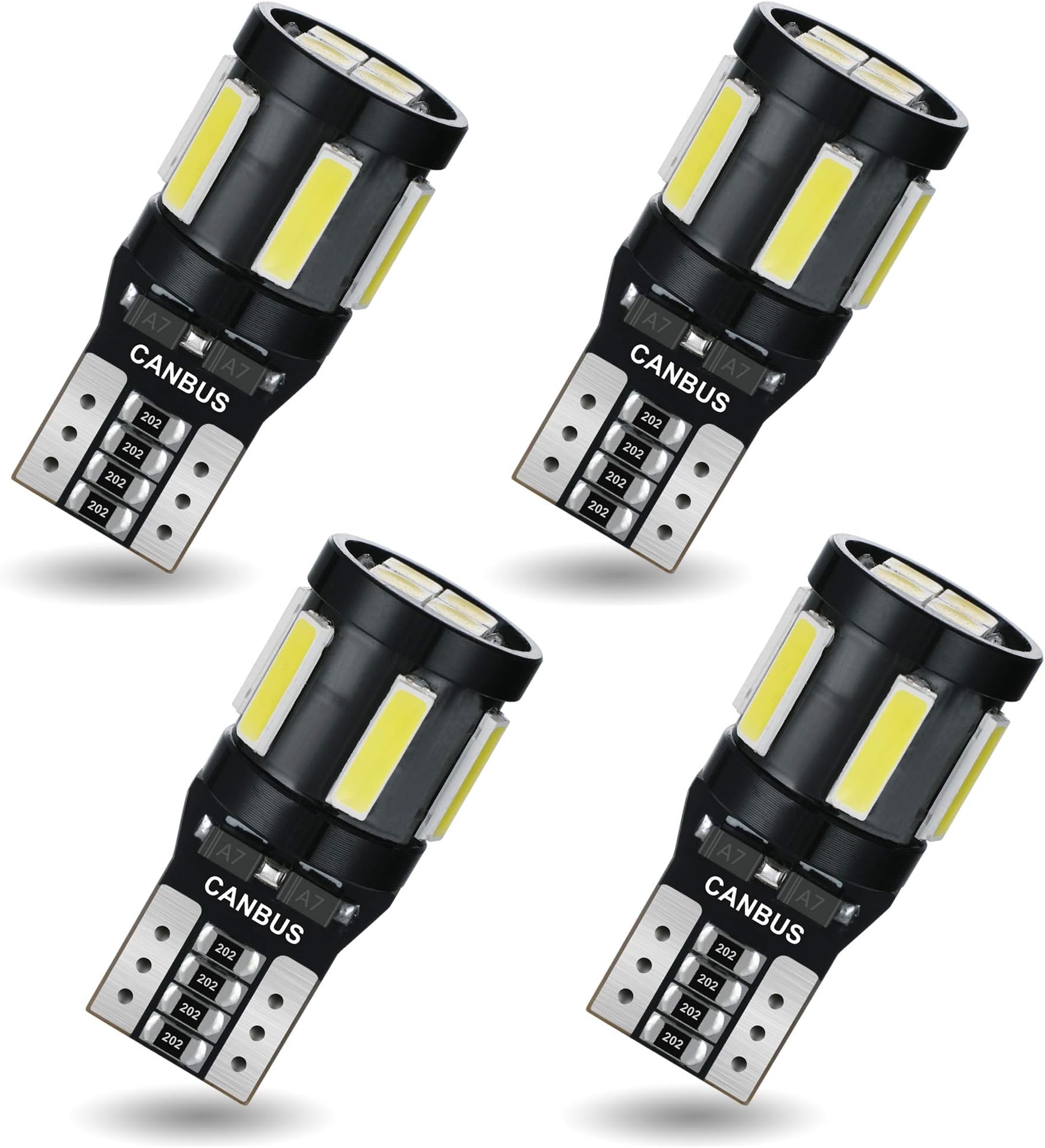 194 LED Bulbs CANBUS Error Free T10 W5W 501 168 2825 10SMD Super Bright 12V Replacement Bulb for Car Interior Dome Map Trunk Courtesy Door Number Plate Lights 6500K White 4Pcs