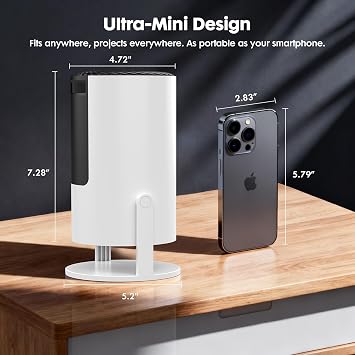 [Built-in Apps] Mini Projector with WiFi and Bluetooth, Native 1080P Portable Movie Projector for Bedroom, Android 12, Auto Vertical Keystone, 180 Rotation, Compatible with HDMI/USB/TV Stick/Laptop