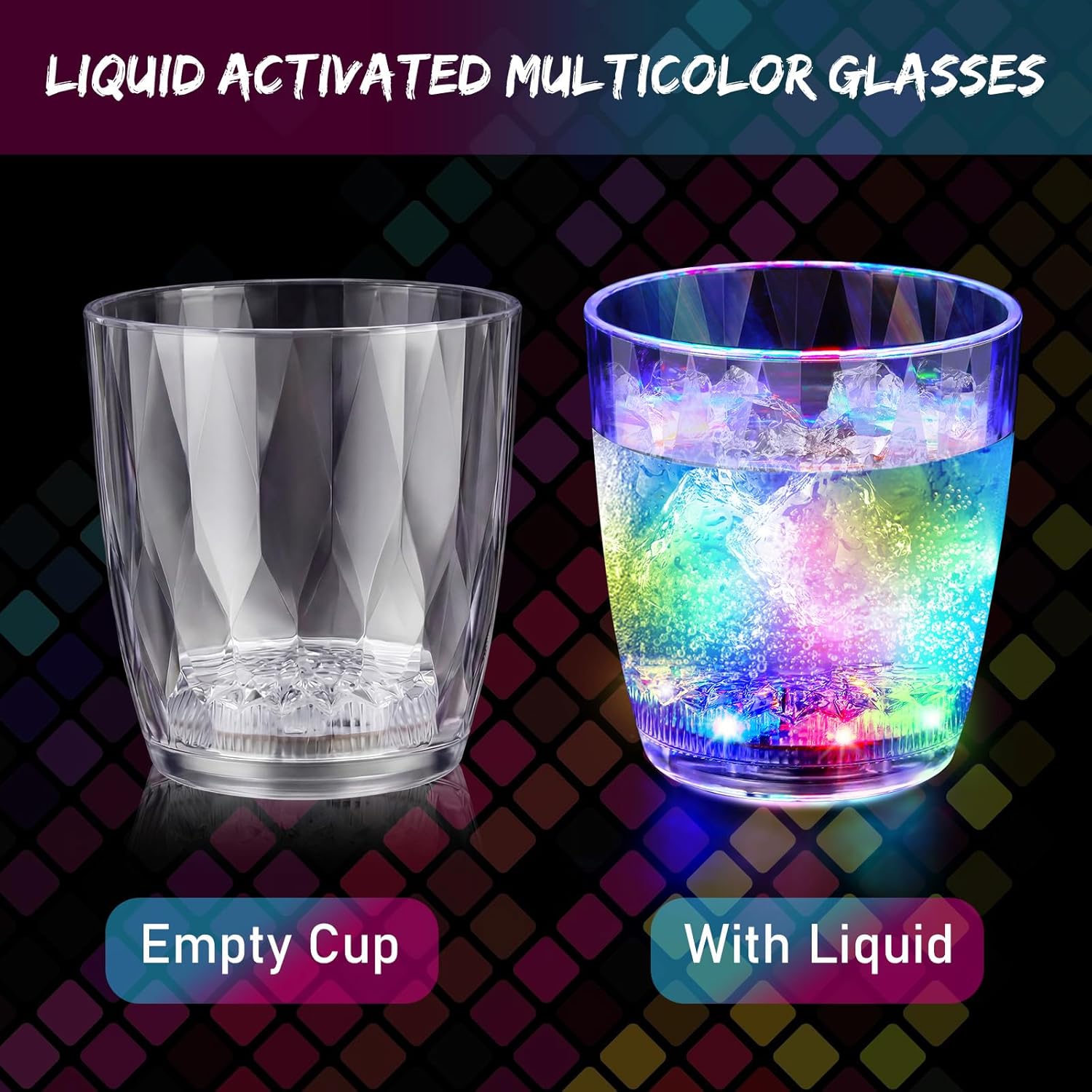 10 oz Plastic Light up Glasses LED Cups for Night Drinking Liquid Activated Glow Party Favor Multicolor Neon Shot Glasses for Disco Bar(6 Pcs) - Image 4