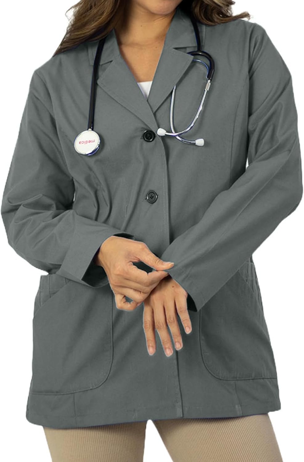 HEEDFIT Panda Uniform 29” Unisex Lab Coat – Personalized Embroidery, Scrub Coat Black