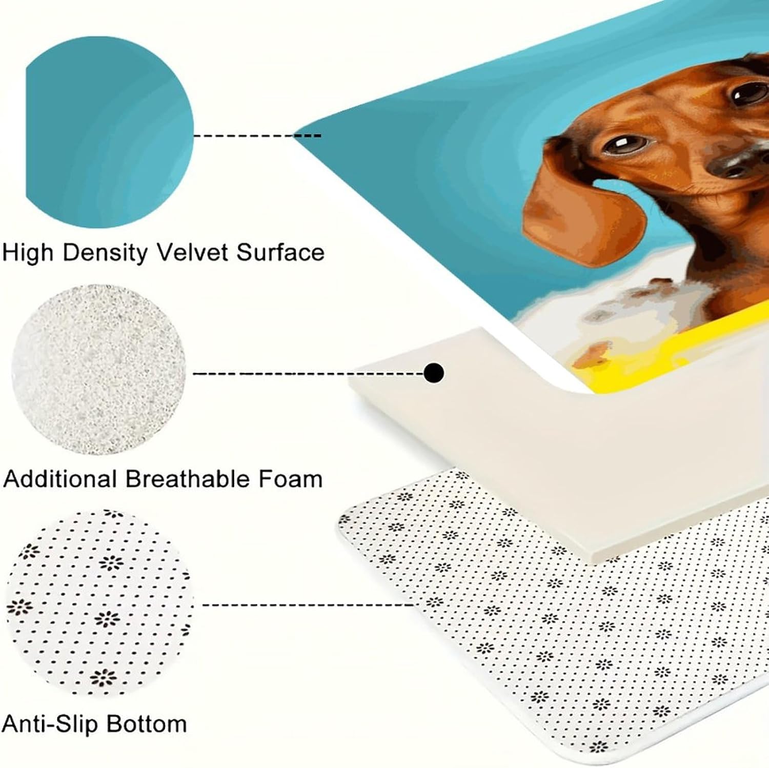 Dachshund Dog Kitchen Rugs Sets of 3 Washable Non Slip Kitchen Rug Water Resistant Carpet Piece Anti Fatigue Kitchen Mats Soft Comfort Standing Mat Modern Area Rug