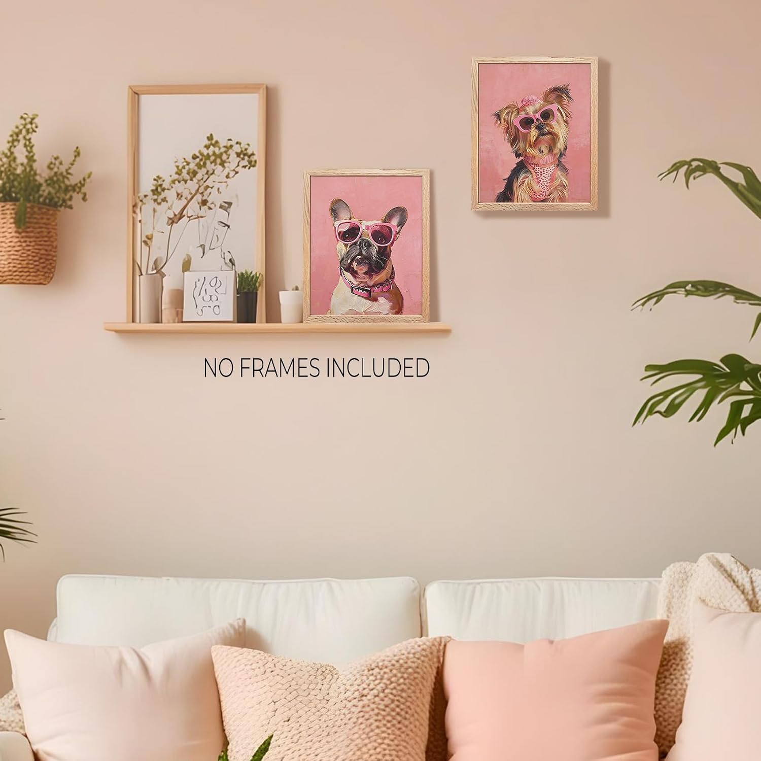 Foritho Trendy Fashion Dog Wall Art Prints 8x10 Set of 4 Unframed | Trendy Girly Pink Sunglasses Dog Wall Decor Pictures Posters for Girls Bedroom Room Dorm, Funny Puppy Dog Wall Decor