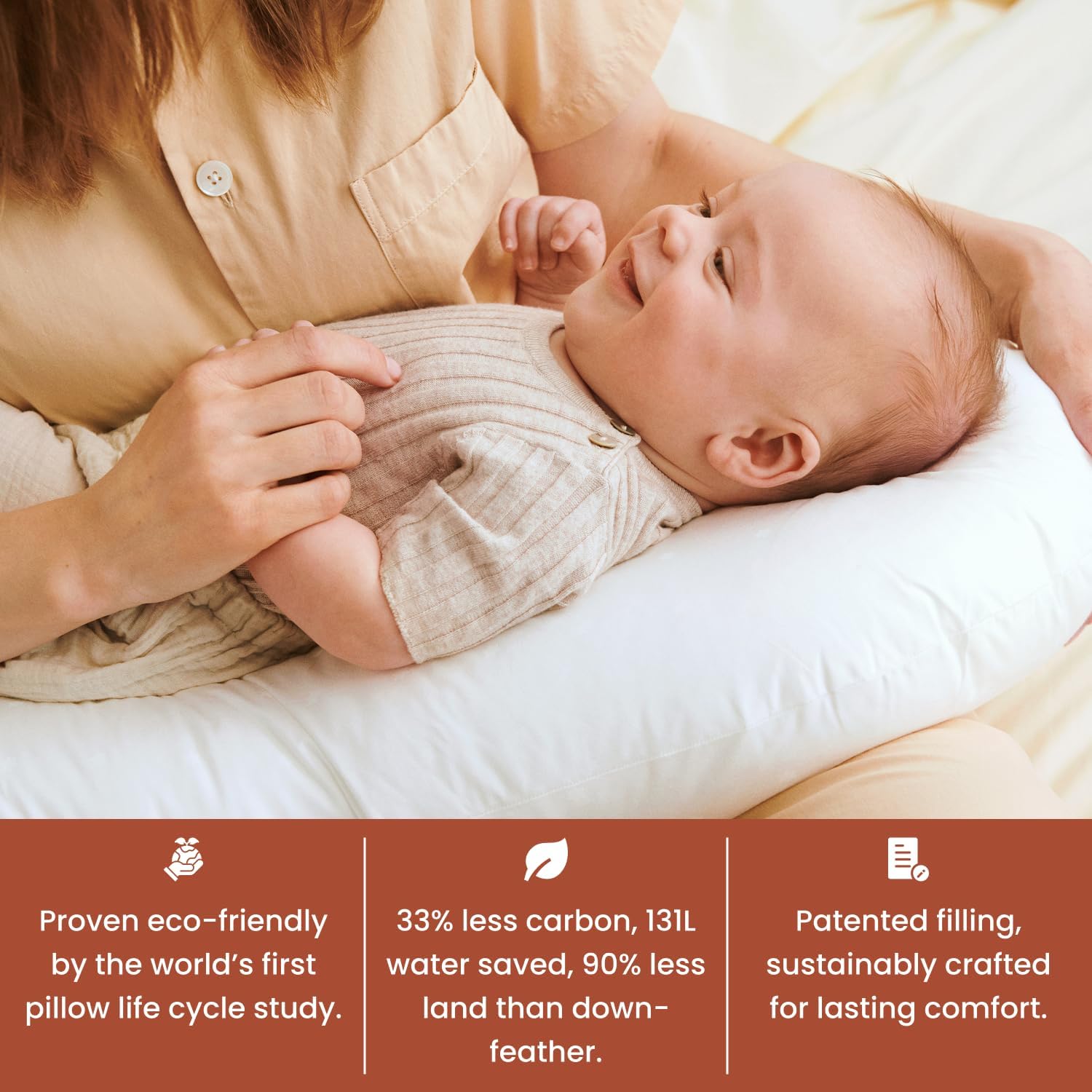 Nursing pillow with a 100% cotton satin cover. Firm maternity pillow for breastfeeding and support. Multi-purpose comfort during pregnancy and postpartum. Boomerang design by Nordic Sleep.