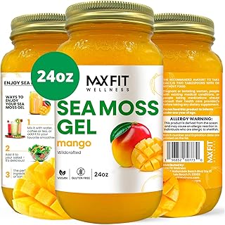 Sea Moss Gel Raw (12 Flavors) 24oz Wildсrafted Gold Sea Moss Gel from Saint Lucia | 92 Vitamins and Minerals | Pure Raw+Non-GMO | Vegan Superfood