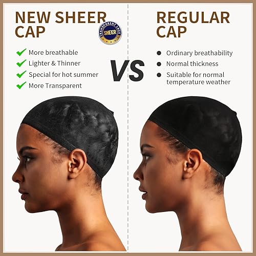 Miniatura 2 de Teenitor Juego de 20 gorras calvas, transpirables, invisibles, para encaje frontal, gorras transparentes, color negro