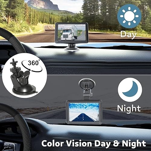 Miniatura 8 de EWAY 2 cámaras magnéticas inalámbricas de respaldo HD1080P con monitor de pantalla dividida de 5 pulgadas, portátil, sin cableado, enganche de