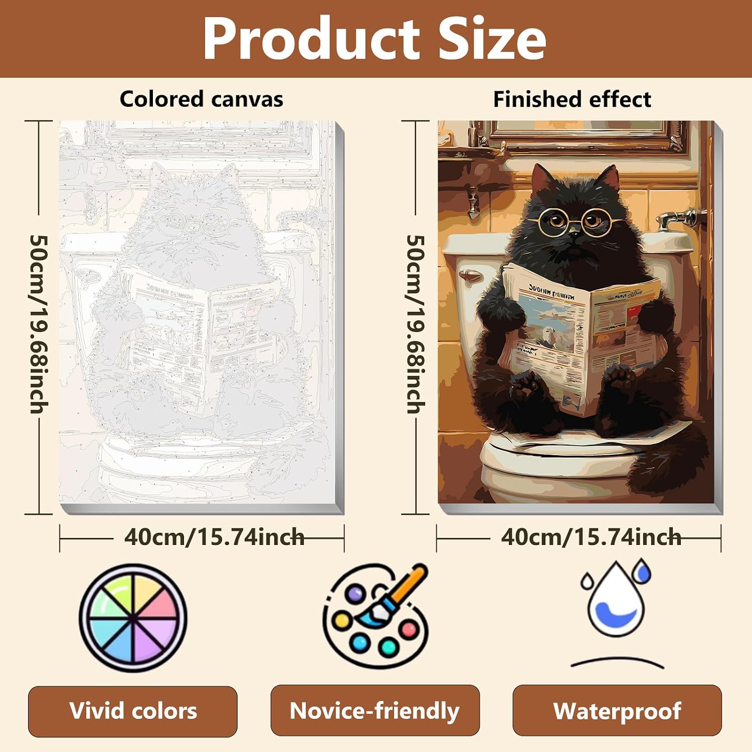 Reivworl Cat Paint by Numbers Kit for Adults Beginner 16×20 inch