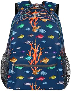 Mochilas para meninos e meninas mochila para laptop, mochila escolar com vários bolsos, flor vintage, impermeável, mochila com alça de ombro ajustável para viagens, caminhadas, acampamento, Multi, Medium