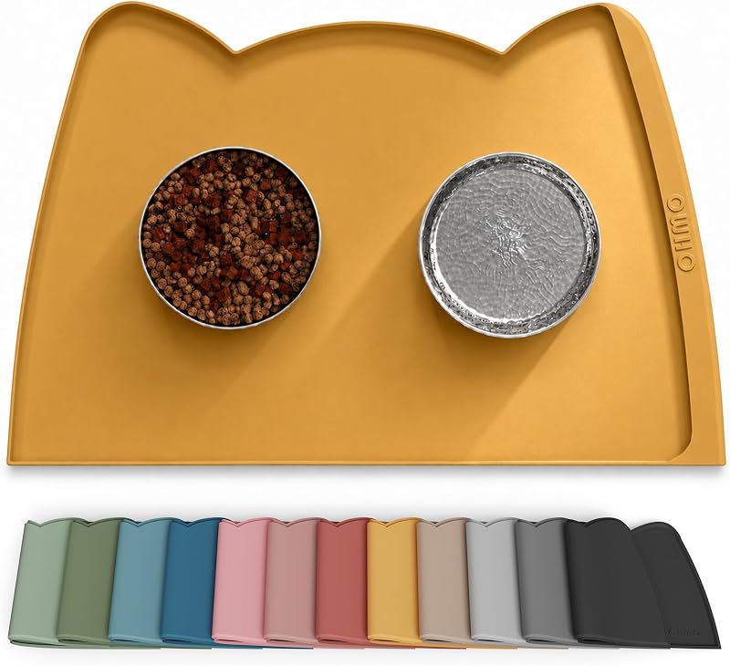 Tapete para Comedouro de Silicone OHMO com Bordas Elevadas e Coletor Lateral 60,0 x 38,1 cm Honey