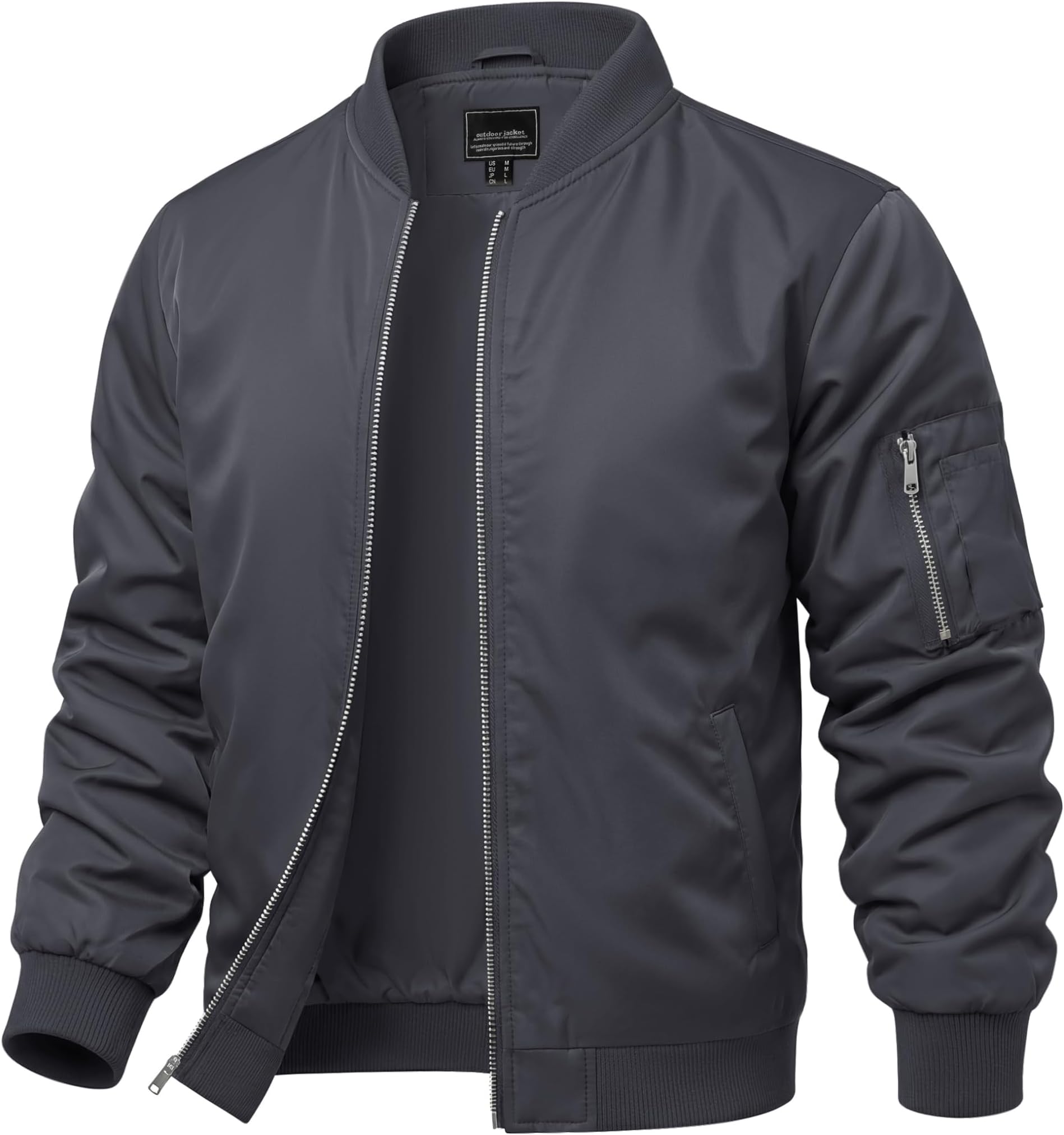 CRYSULLY Mens Lightweight Bomber Jacket Full Zip Spring Fall Casual Coat