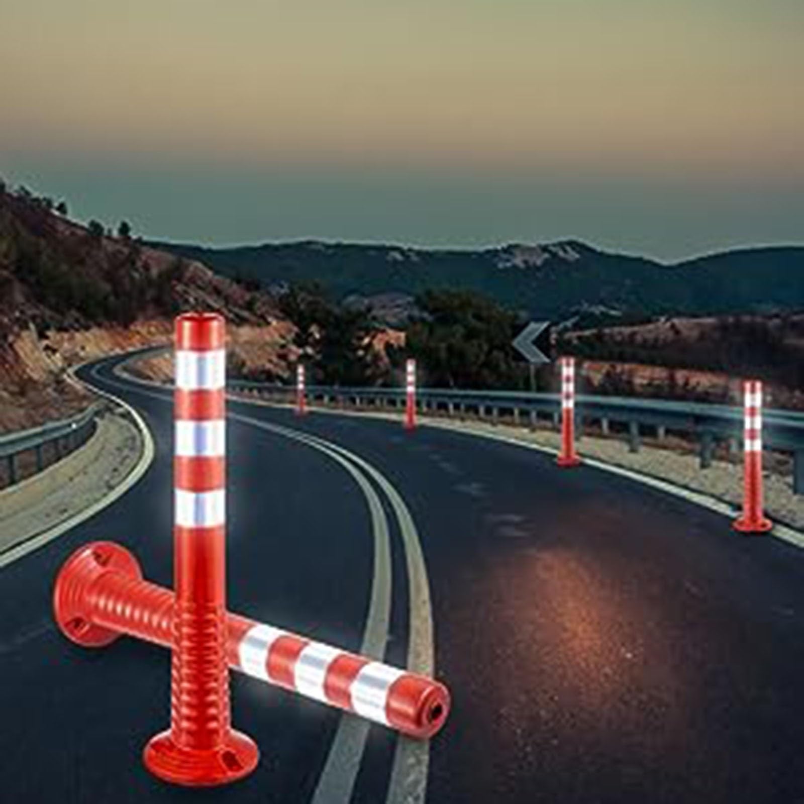 WDSOPK Traffic neator Post 2Pc, Flexible BER with Reflective Bands, Safety Bollard Post for Parking Lot Construction Lot and Home Garage（4pc）