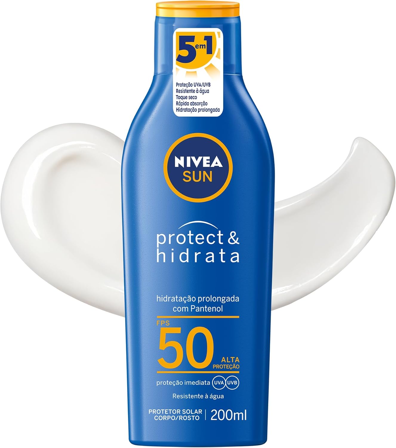 NIVEA SUN Protetor Solar Protect & Hidrata FPS 50 200ml, Alta Proteção UVA/UVB, Hidratação Prolongada, Rápida Absorção, Pantenol, Cuidado Solar Corporal e Facial NIVEA SUN Protetor Solar Protect & Hidrata FPS 50 200ml, Alta Proteção UVA/UVB, Hidratação Prolongada, Rápida Absorção, Pantenol, Cuidado Solar Corporal e Facial