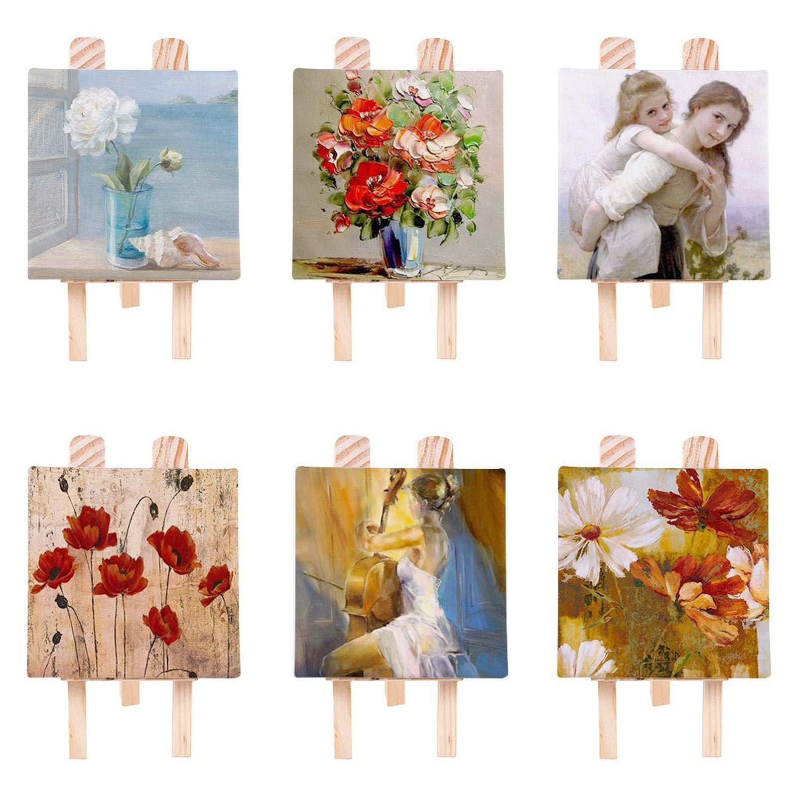 Painting Canvas Mini Canvas Panel Painting Craft Tiny Wooden Sketchpad Drawing Artists 6 Pcs