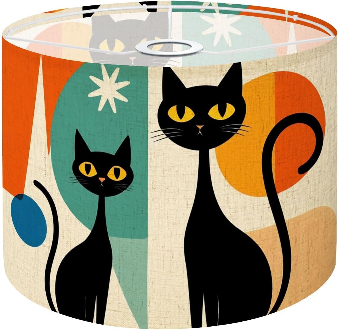 Lamp Shades Large Lamp Shade Black Cat Retro Atomic Mid Century Halloween Modern Living Linen Shade for Pendant Light Table Lampshade Floor Lampshades Drum Boho 1 Pack Replacement