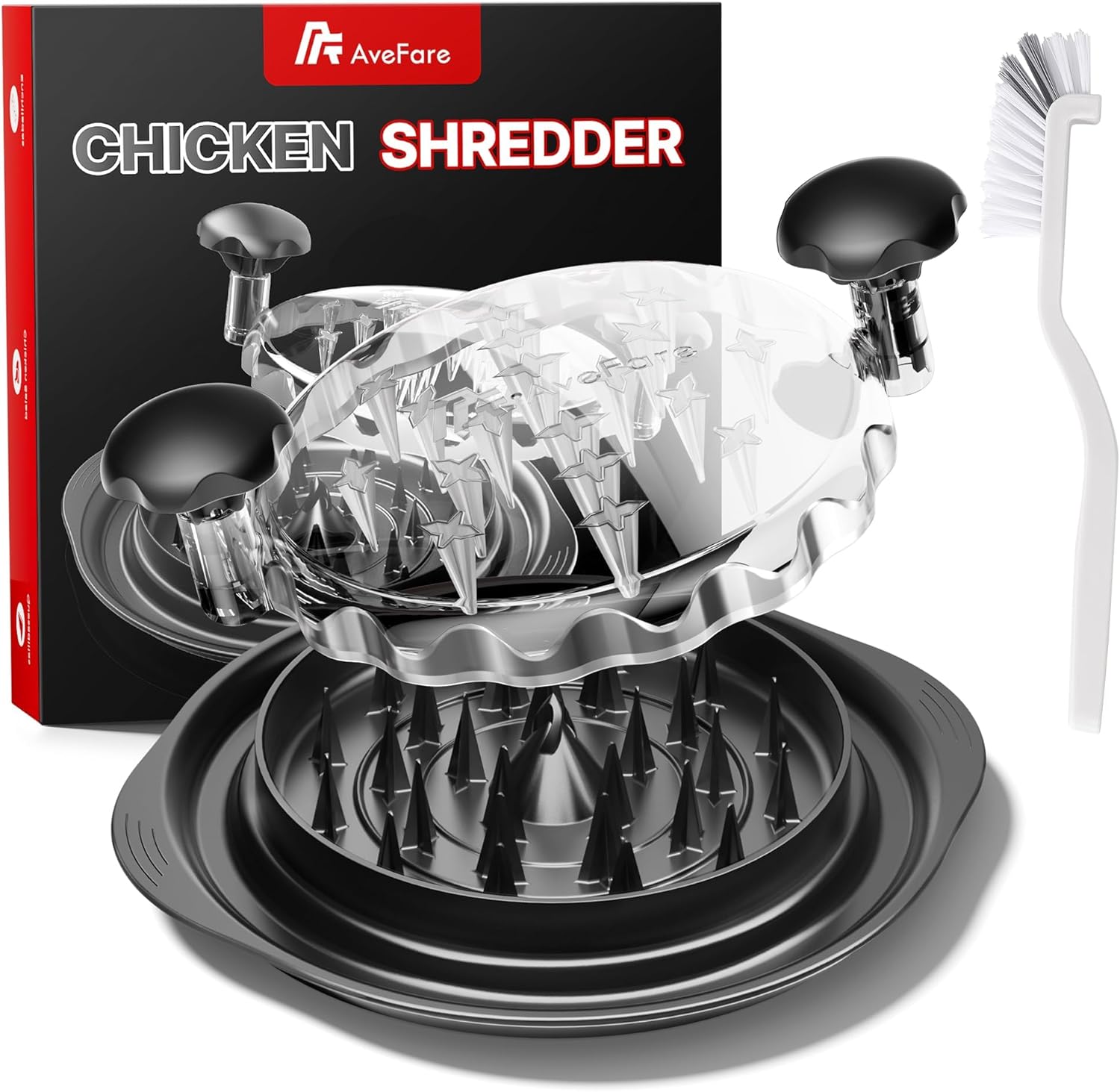 Chicken Shredder, 10.8″ Visible Chicken Breast Shredder Tool Twist, Large Meat Shredder Machine – Ergonomic Handle, Dishwasher Safe, Anti-Slip, Cleaning Brush, Heat Resistant, BPA Free