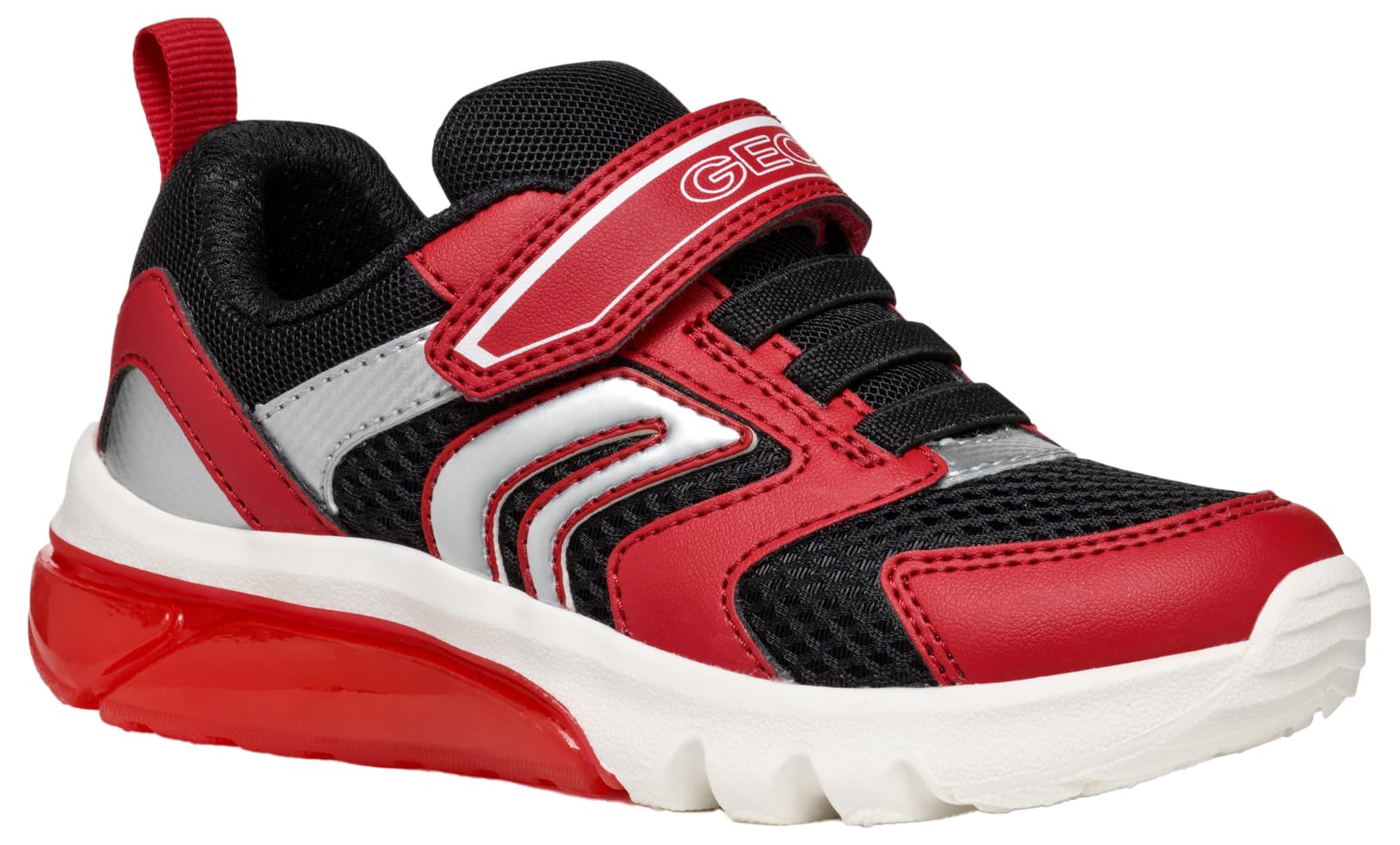 Geox J CIBERDRON BOY C Sneaker, RED/Black, 6 UK Child
