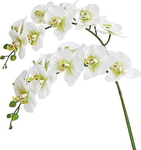 Htmeing Flores artificiales de Phalaenopsis de 38 pulgadas, ramas de tacto real (no seda), flores de orquídeas para decoración de hogar, oficina,