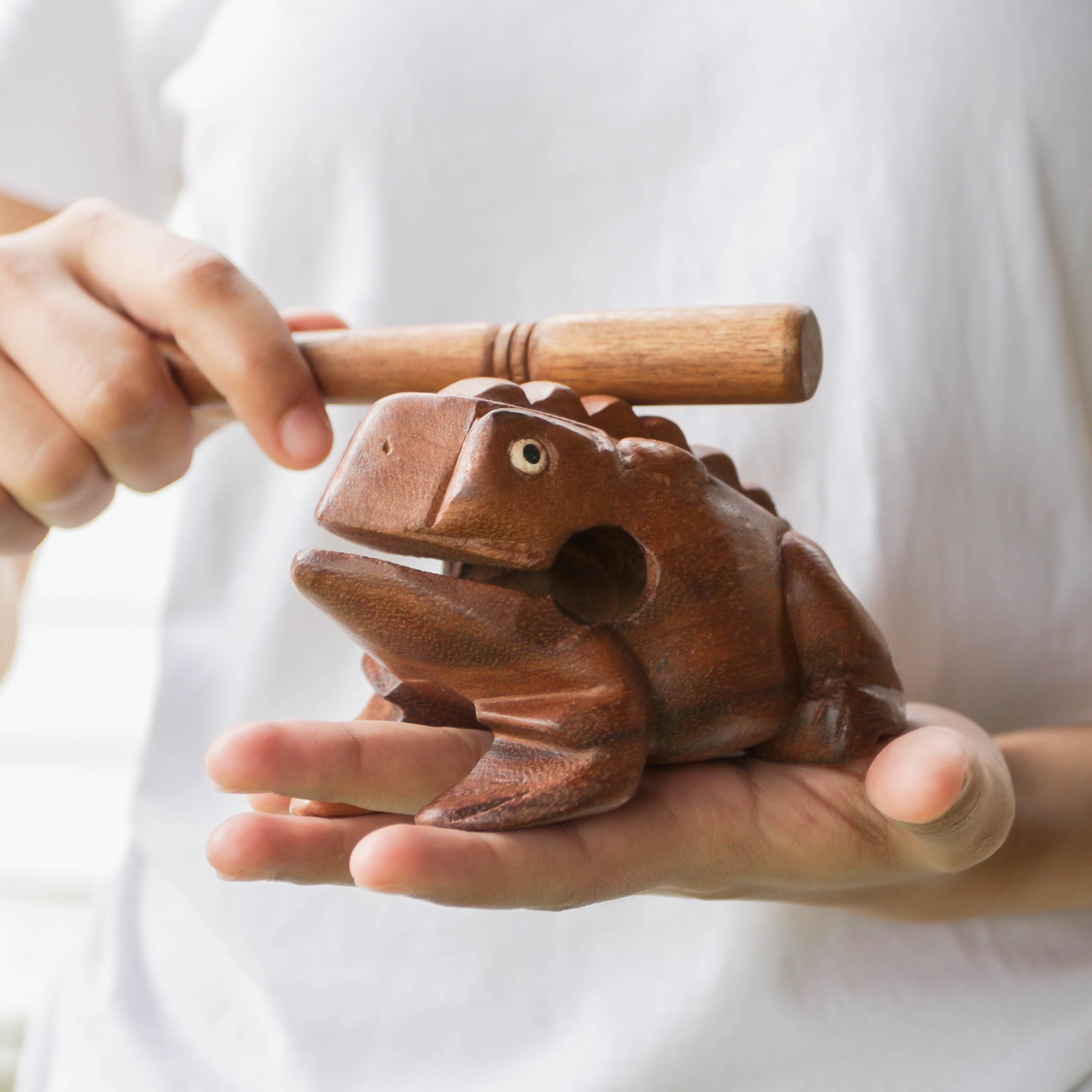 4 Inches Frog Guiro Rasp Small Instrument Musical Wooden Percussion