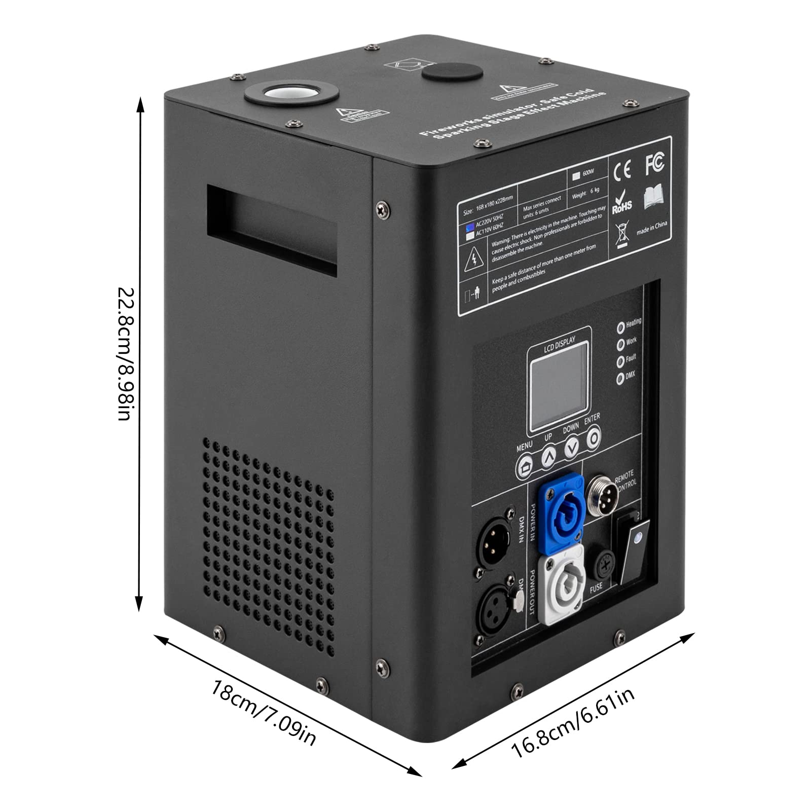 Pyrotechnikmaschinen 600W Bühneneffekt Feuerwerk Maschine DMX/Fernbedienung/LCD Spezialeffekt Feuerwerksmaschine für Partys, Bühnendekorationen, Hochzeiten