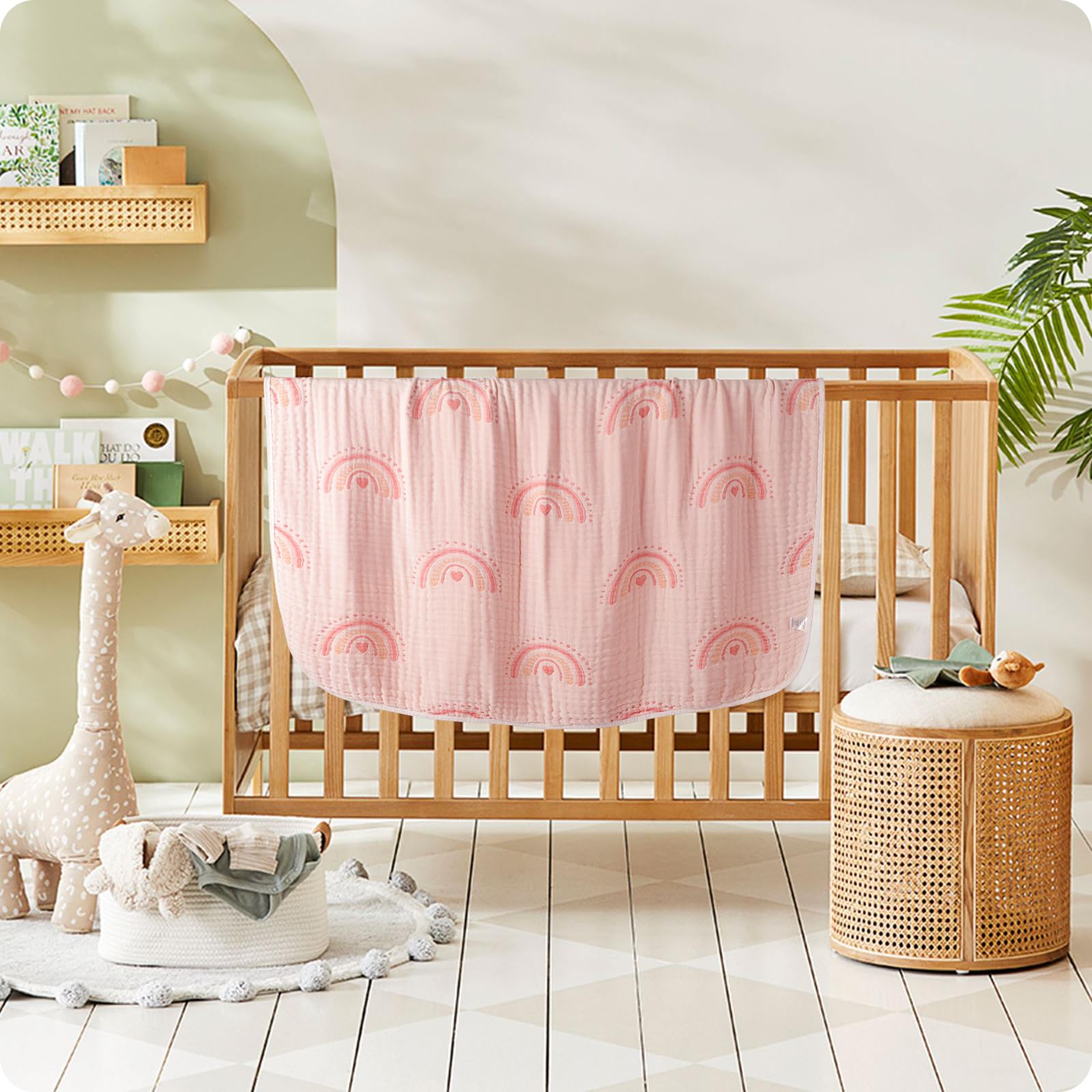 Manta de muselina de algodón para bebé, reversible, neutro, a granel, 6 capas, suave, 43.3 x 41.3 pulgadas, para recién nacidos, niños y niñas, manta para envolver al bebé, cuna de guardería, cuna
