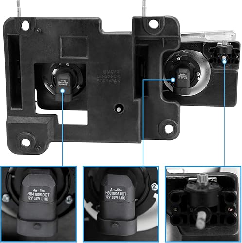 Miniatura 6 de AmeriLite para Chevy CK 1500 2500 3500 GMC Suburban Yukon - Juego de conjunto de faros LED Halo halógeno negro - Lado del pasajero y del conductor