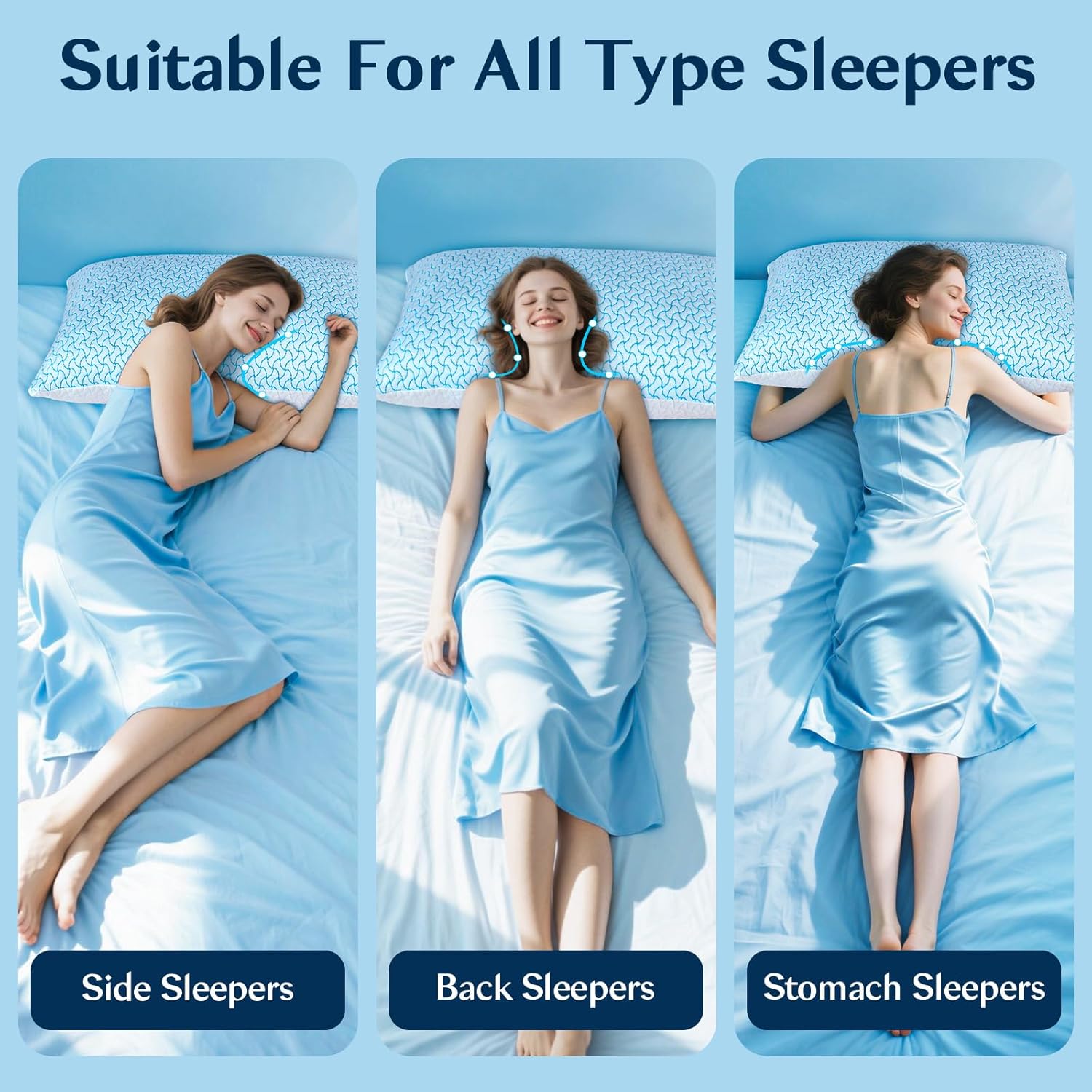 SUPA MODERN Shredded Memory Foam Pillows Queen Size Set of 1, Cooling Bed Pillow for Sleeping for Hot Sleepers, Adjustable Pilllows for Side Back and Stomach Sleepers, Neck & Shoulder Comfort Support - Image 2