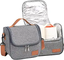 Bolsa Térmica Lancheira Pequena com Alça de Ombro - Bolsa Fitness Feminina e Masculina, Frasqueira para Academia, Treino e Dieta, Marmita, Multifuncional e Resistente, Top - Estliny (Cinza)