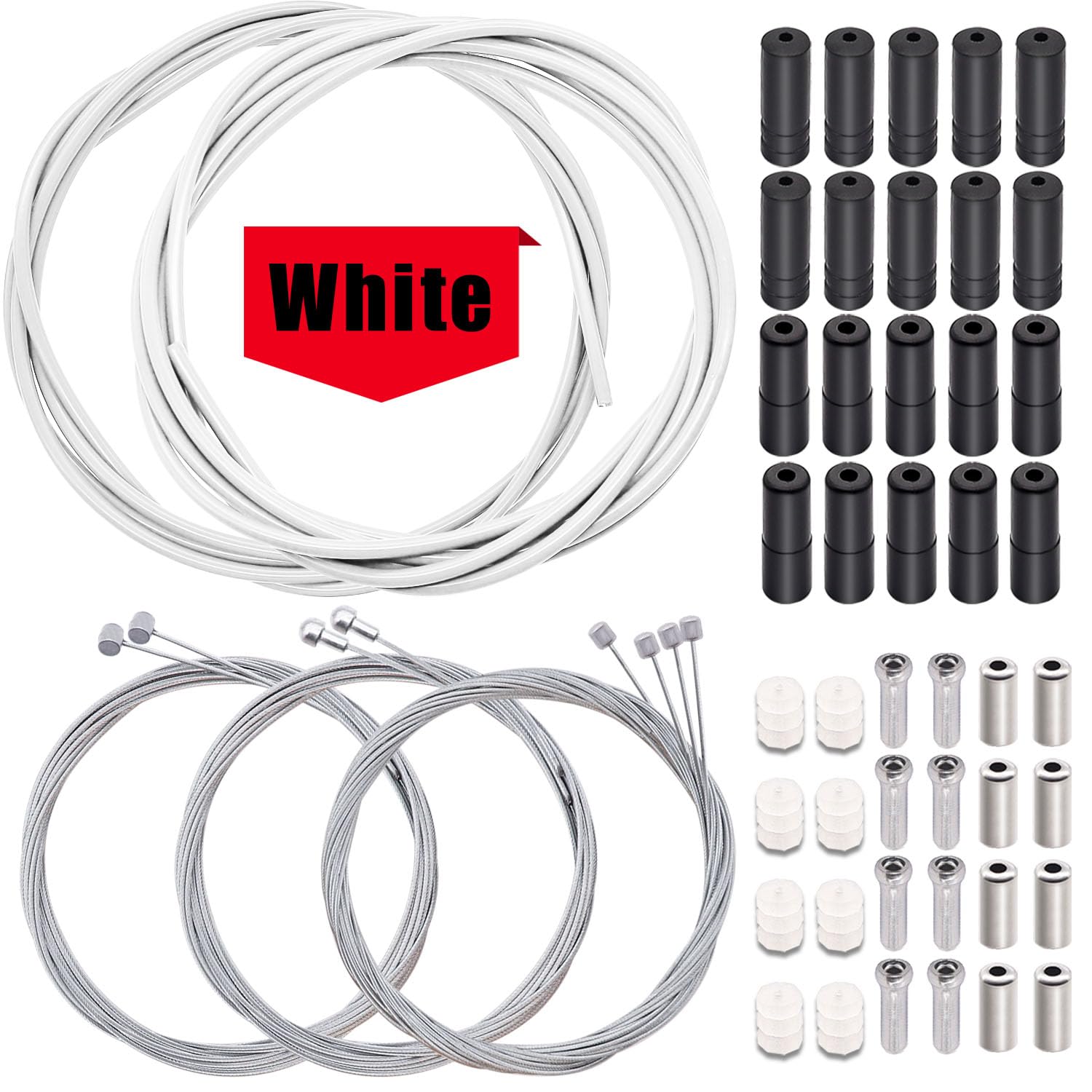 Photo 1 of **MISSING PARTS**
weideer Universal Bicycle Brake Cable and Shift Cable Bike Cable Housing Kit Bike Transmission Line Cable White Kit with Cable End Caps and O-Rings
