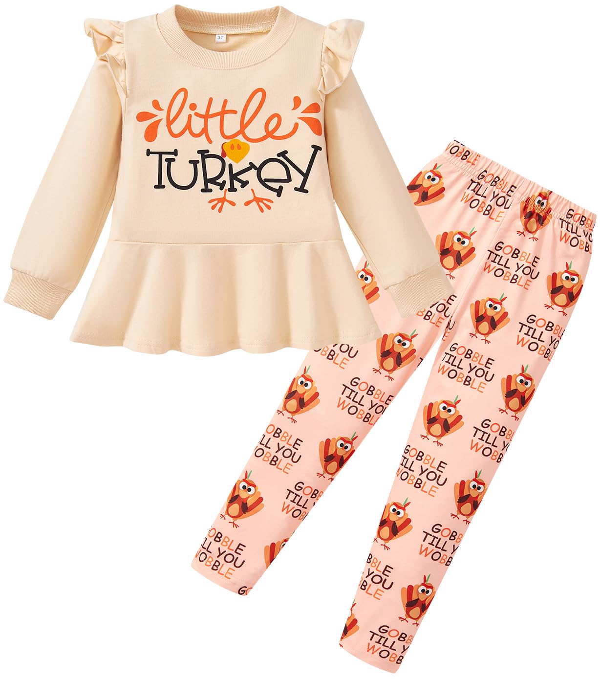 Little Girls 2 Piece Outfits Ruffle Sleeve Unicorn Sweatshirts Top and Leggings Set School Outfits Kids Clothing Set