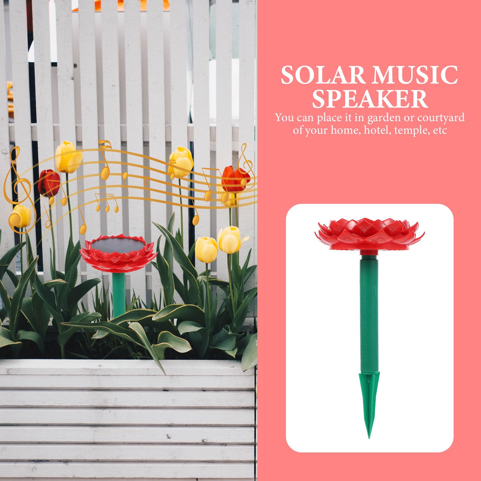 VANZACK Altoparlante Portatile a Forma di Loto Alimentazione Solare per Esterni, Speaker in Plastica da 500mah per Amanti della Musica Buddha