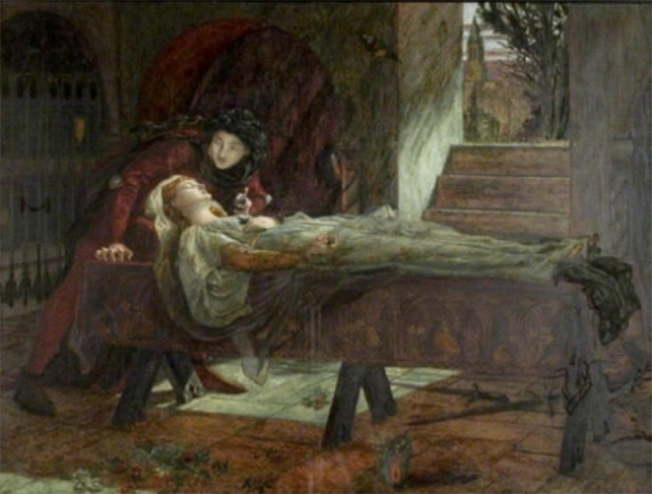 SERENDIPITP Abstract Painting Mural Print Picture Wall Decor Painting Romeo and Juliet the Tomb Scene by Lucy Madox Rossetti Vintage Wall Artwork for Home Decor 60x90cm