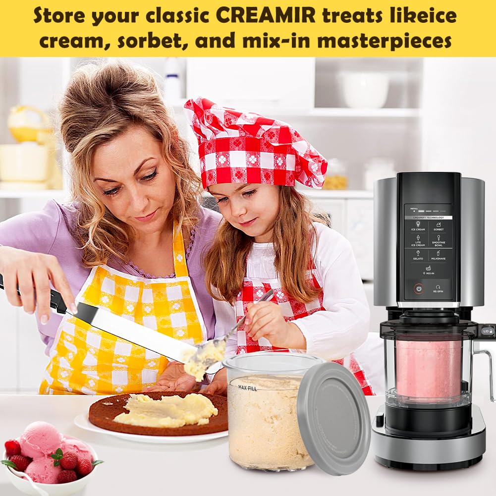 GINOYA Creami Behälter für Ninja NC300EU, 4 Stück Eismaschine Zubehör für Ninja Creami Ice Maker, Eismaschine Becher Kompatibel mit Ninja Eismaschine NC300EU