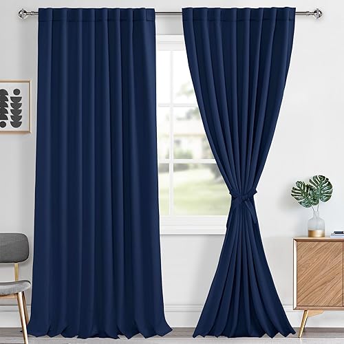 Miniatura 99 de Hiasan Cortinas opacas blancas extra anchas para dormitorio, cortinas opacas térmicas extra anchas de 72 pulgadas de largo, con pestaña trasera,